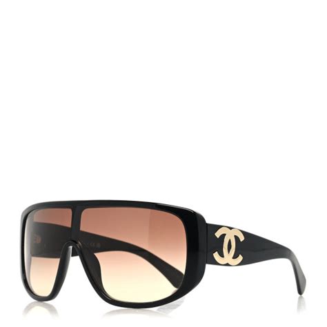 Chanel Acetate Shield Sunglasses 5495 Black .